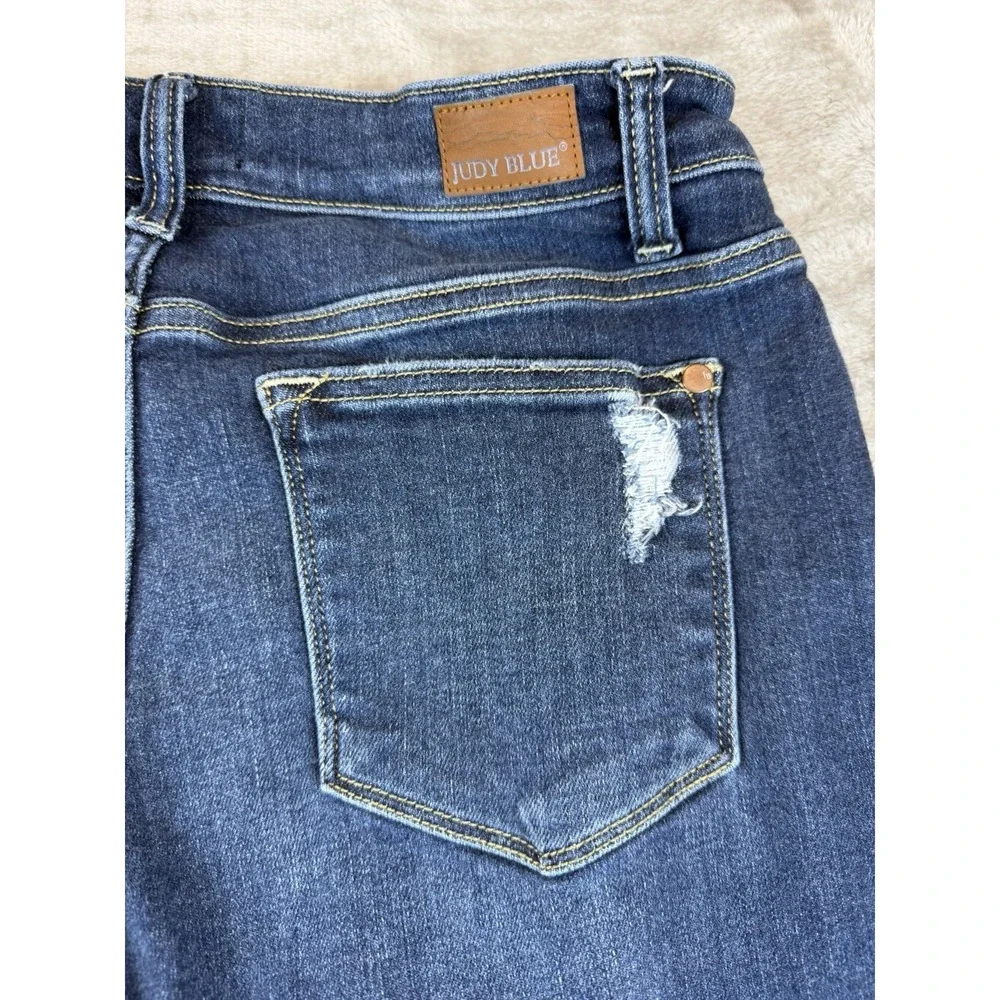 Judy Blue Jeans Women's Boyfriend Fit Size 9 / 29 Blue Dark Wash‎ Distressed